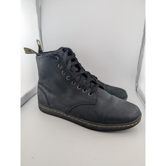 Doc Martens Men's Size 9 Tobias Black Lace Up Leather Boots Flat Sole Marten - Picture 1 of 9